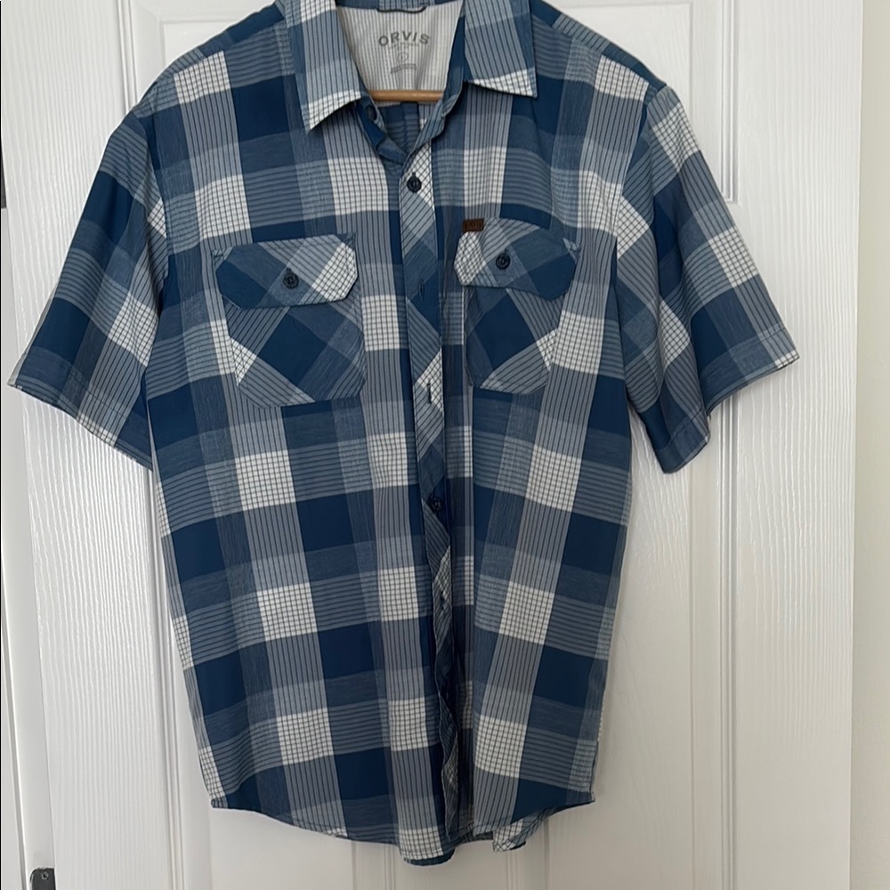 Orvis Blue and White Casual Button Down Shirt
